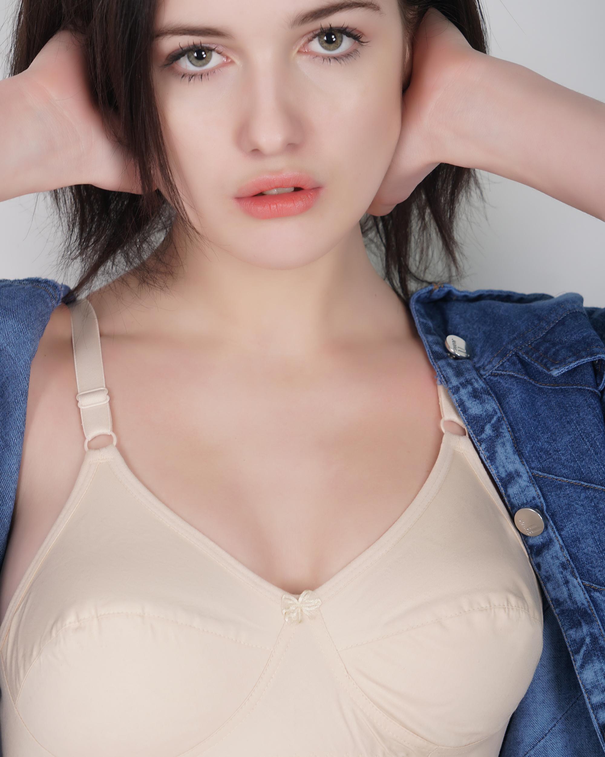 Women’s Wire‑Free Cotton Bra ELR-09 D-CUP - Skin