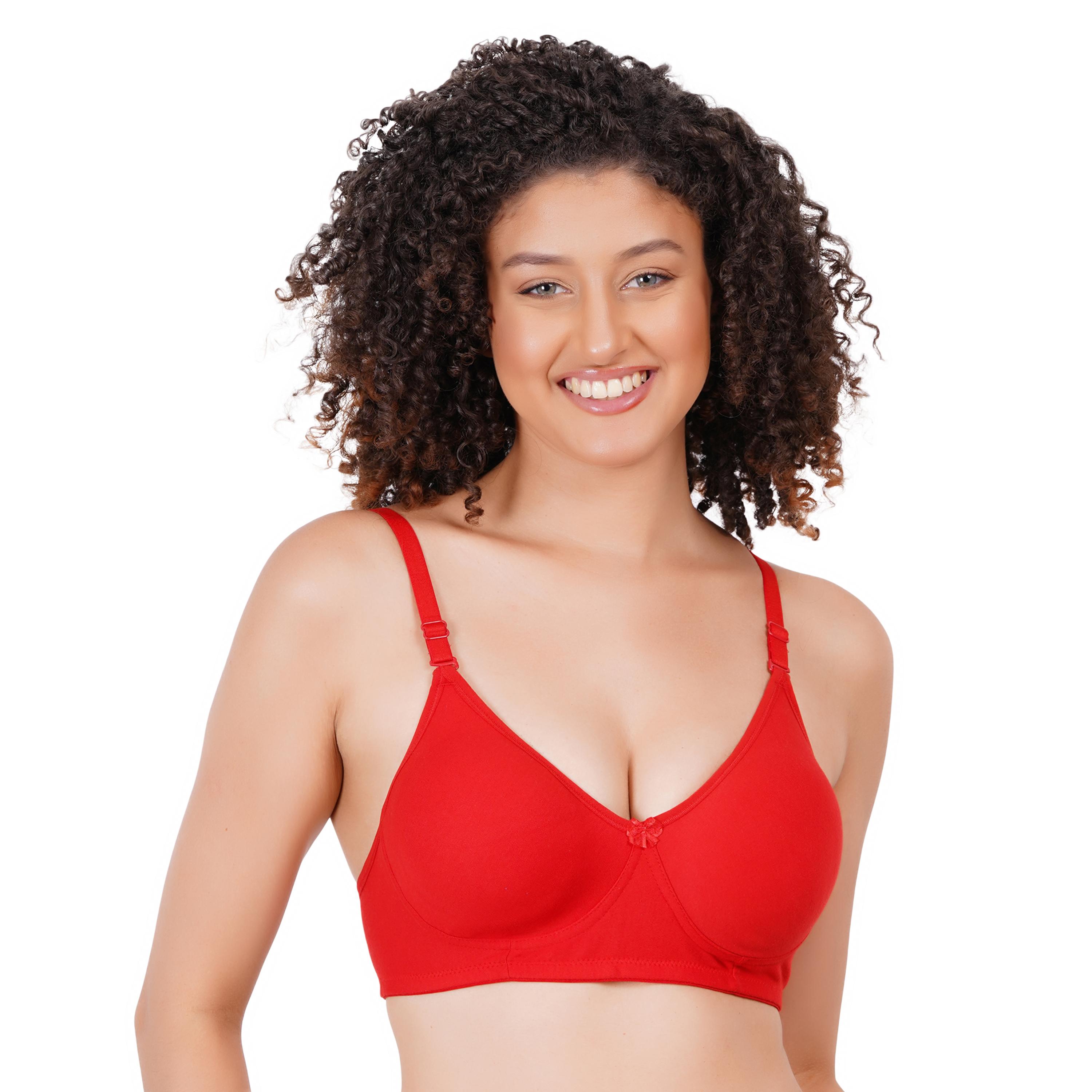 Women’s Non‑Padded Wire‑Free Everyday Bra TS-01 D-CUP - RED