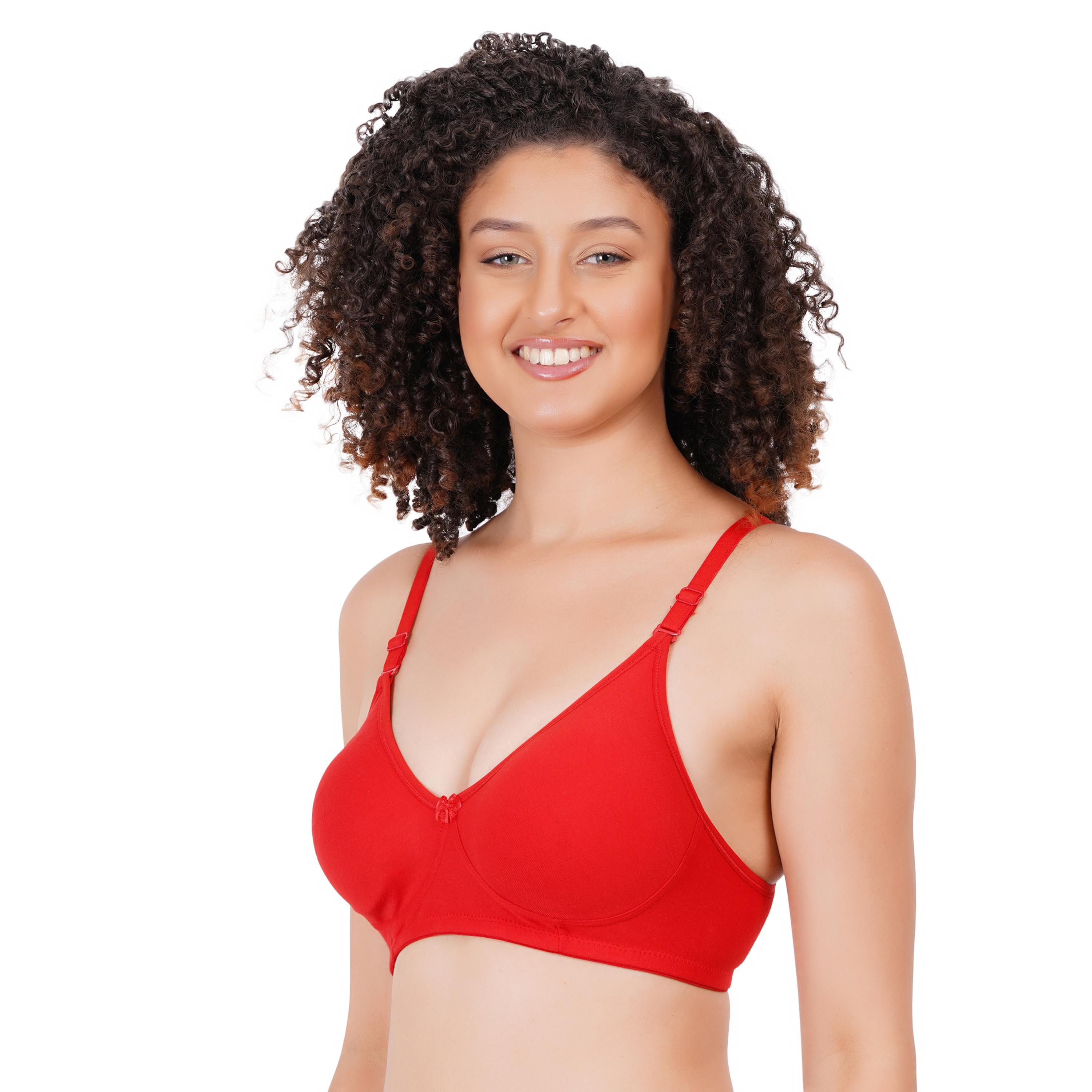 Women’s Non‑Padded Wire‑Free Everyday Bra TS-01 D-CUP - RED