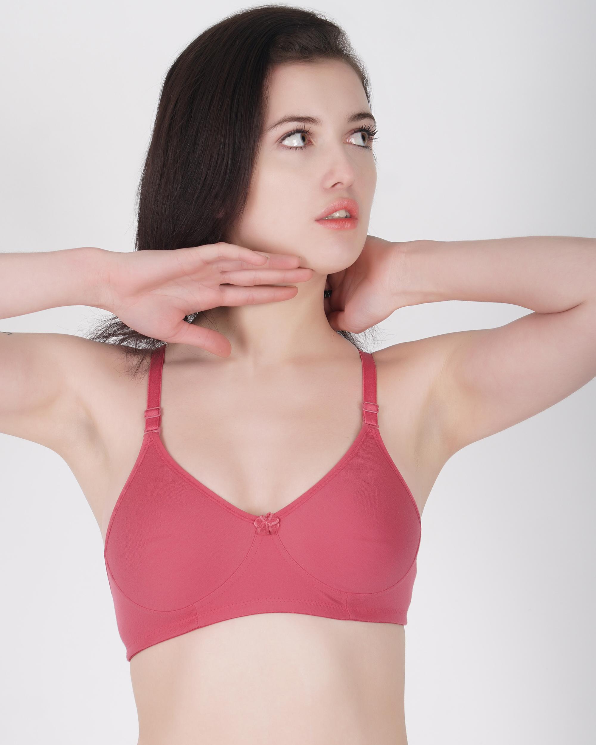 Women’s Non‑Padded Wire‑Free Everyday Bra TS-01 D-CUP - Dusty Rose