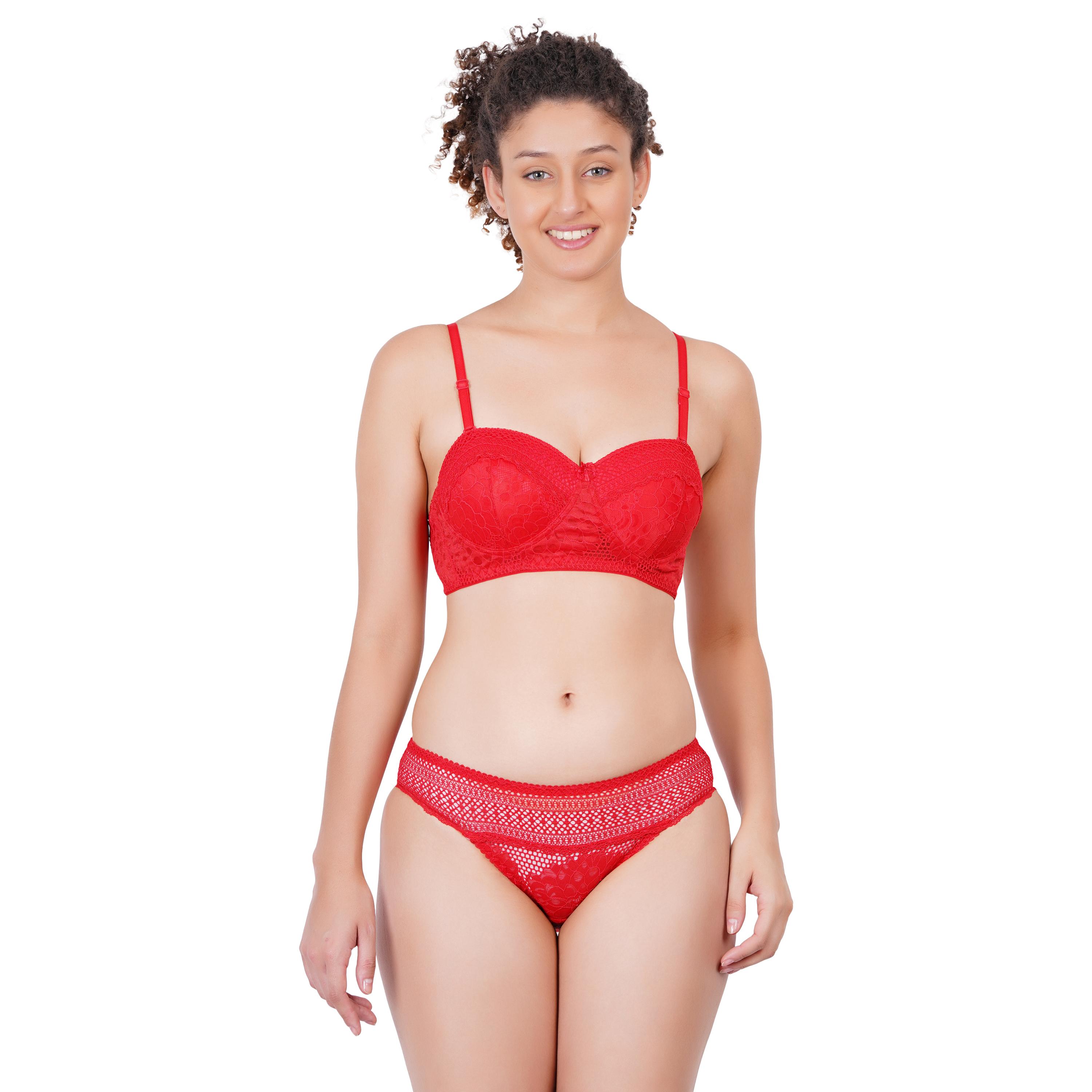Elegant padded lace lingerie set ES-201 - RED
