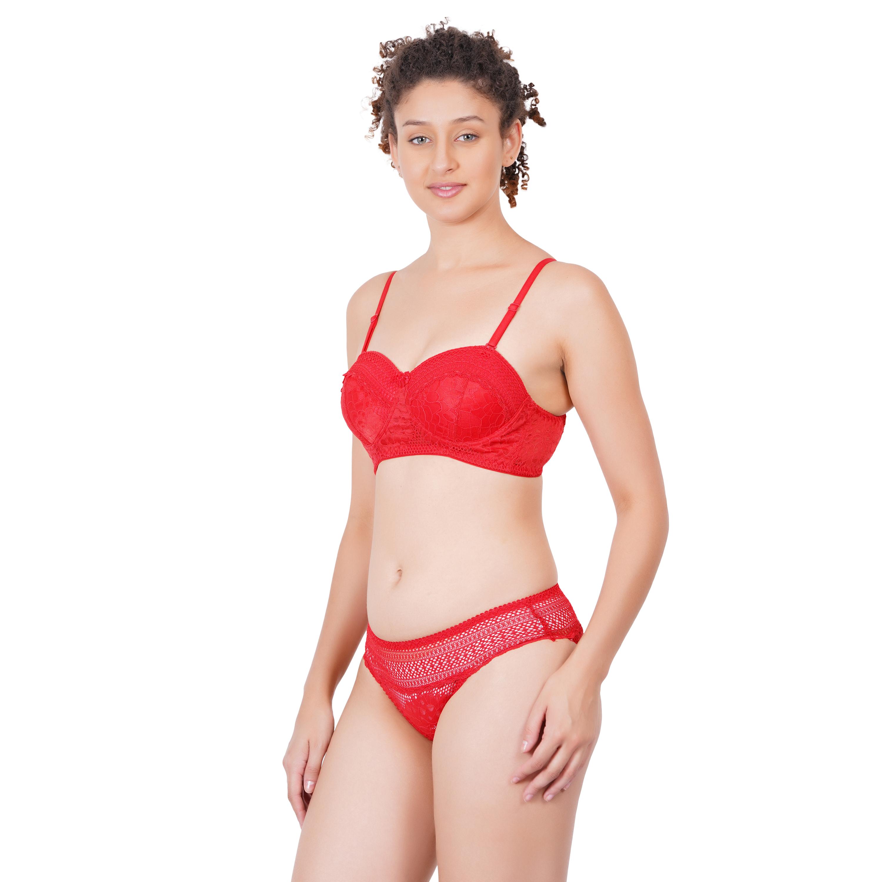 Elegant padded lace lingerie set ES-201 - RED