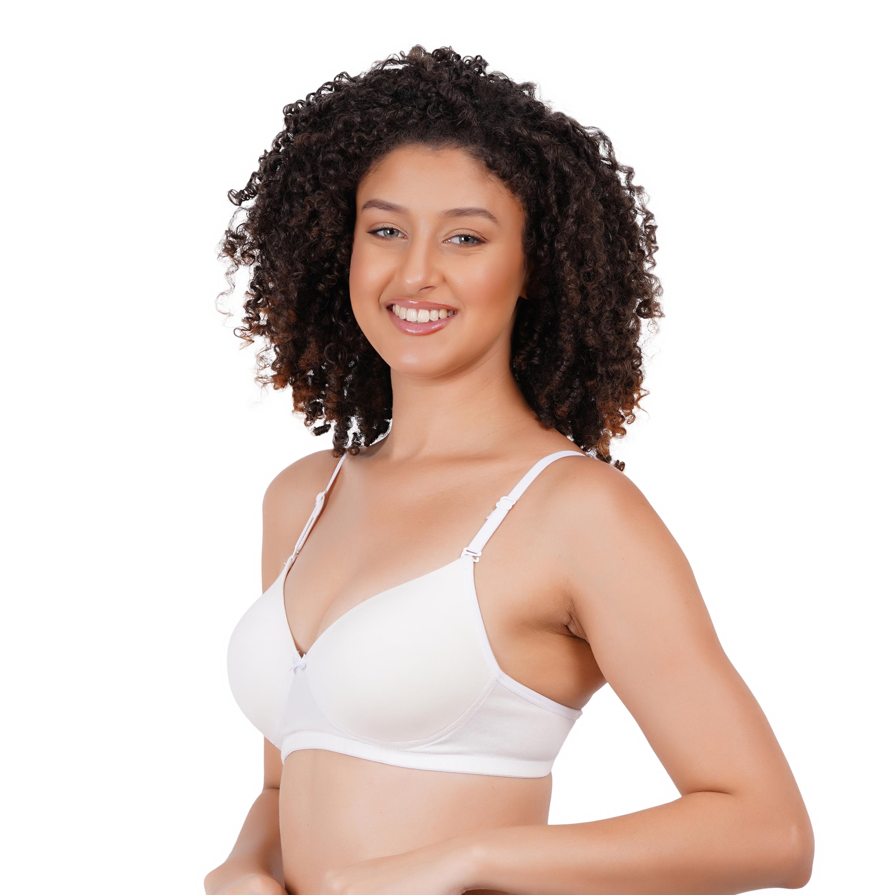 Padded Non- Wired 3/4Th Coverage Every Day Bra -ELR-102 C-Cup - WHITE