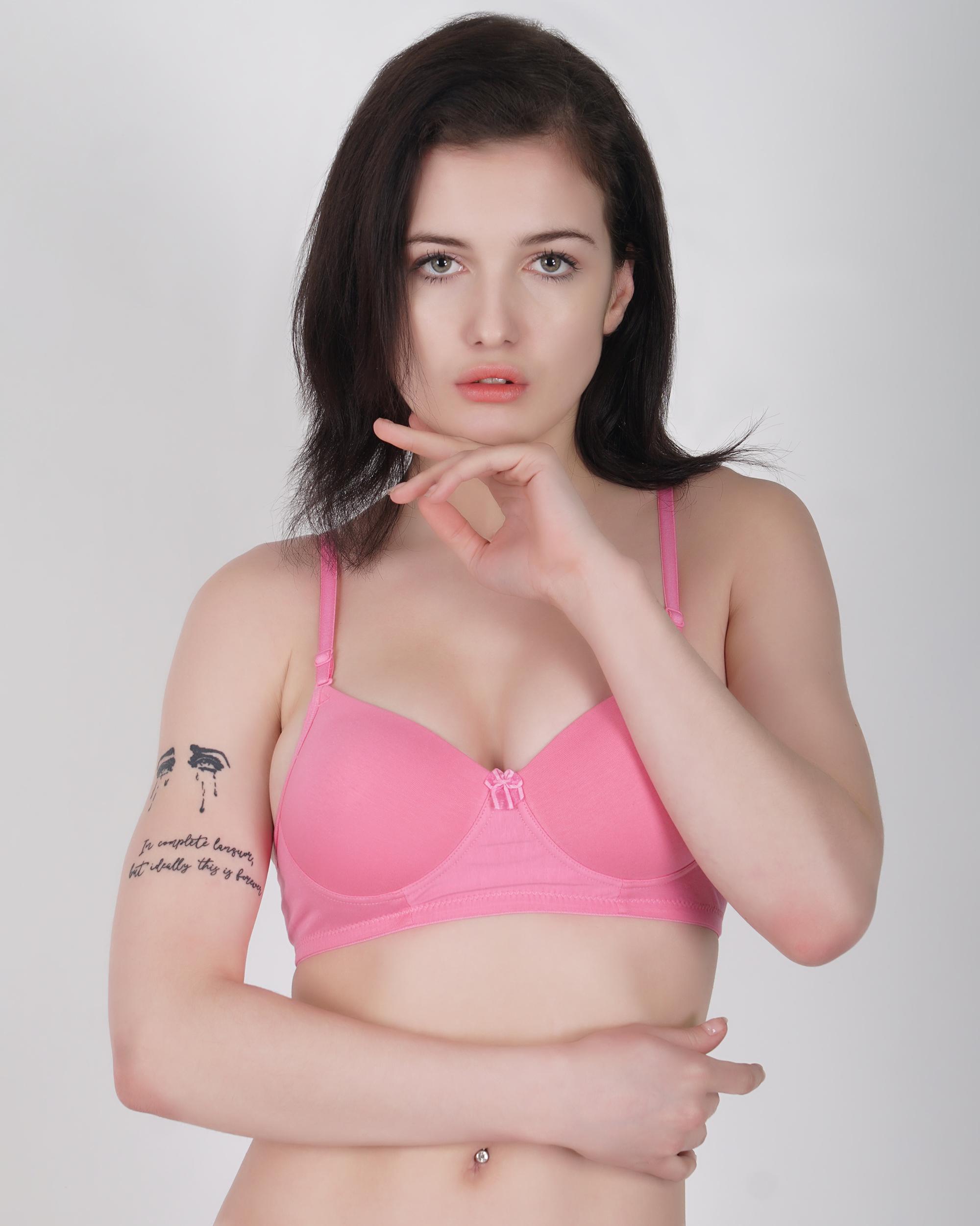 Padded Non-Wired 3/4Th Coverage T-Shirt Bra -ELR-102 B-Cup - PINK