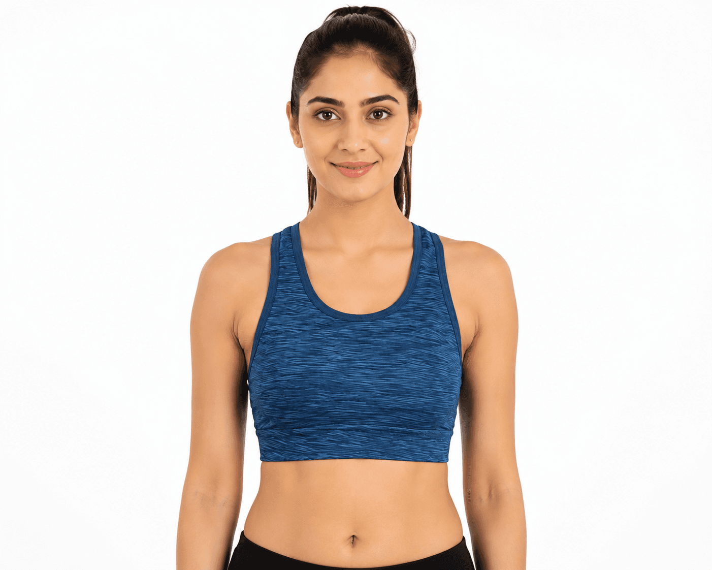 Energize Medium Impact Round Neck Sports Bra with removable pad- ES-225 - Deep Navy Blue
