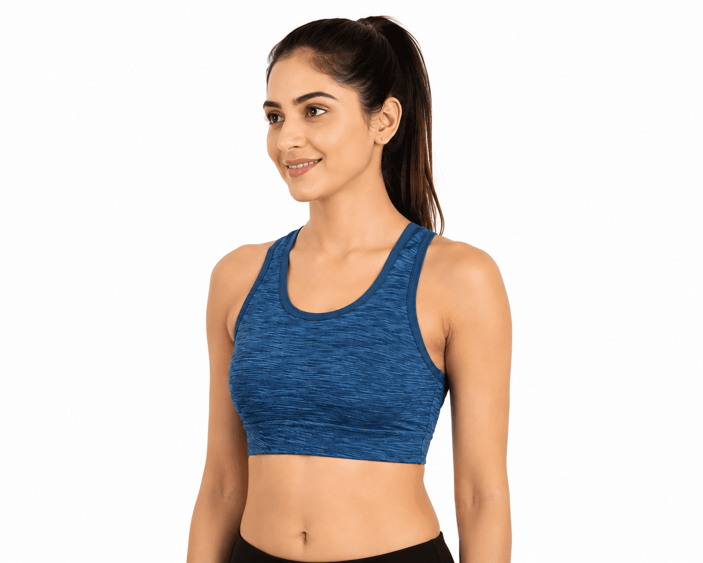 Energize Medium Impact Round Neck Sports Bra with removable pad- ES-225 - Deep Navy Blue