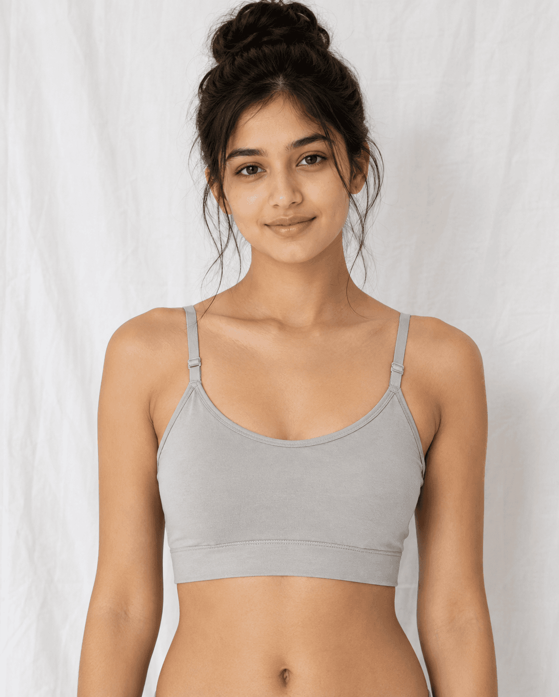 Eleree Girls Double Layered Non Wired Full Coverage Slip-on Beginner Bra - GRAY