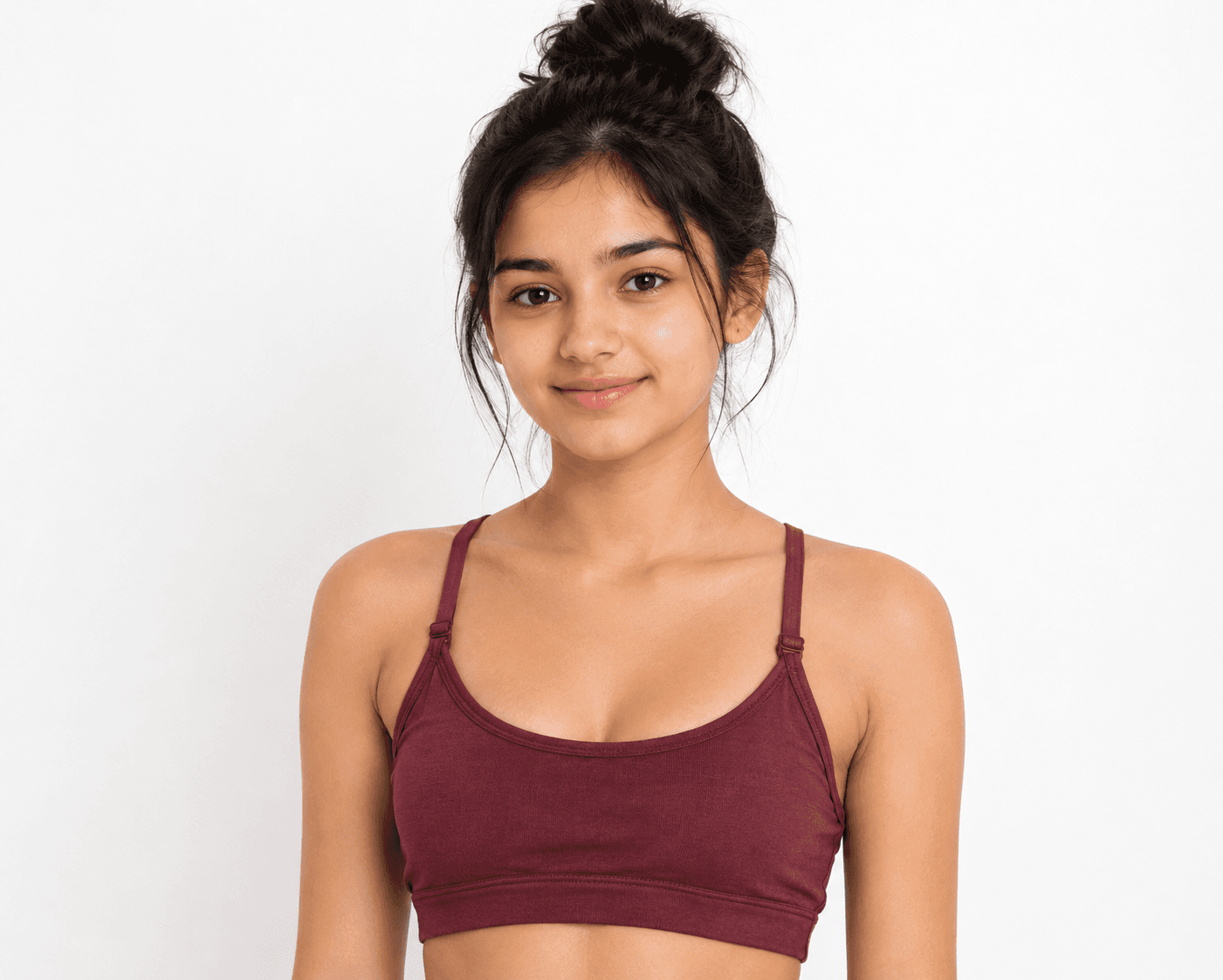 Eleree Girls Double Layered Non Wired Full Coverage Slip-on Beginner Bra - DARK ROSE