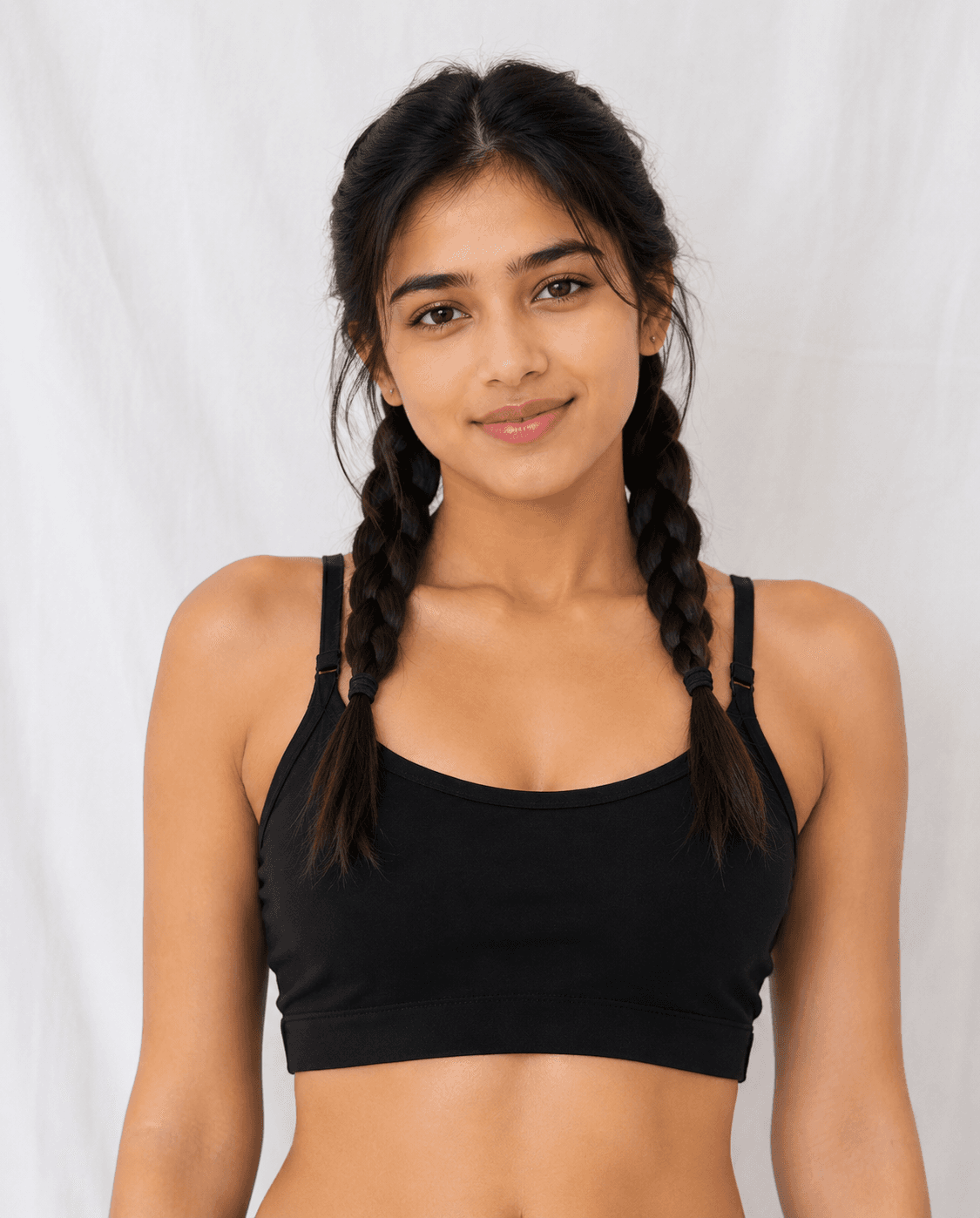 Eleree Girls Double Layered Non Wired Full Coverage Beginner Bra - BLACK